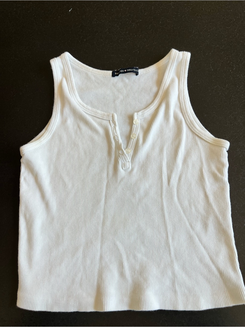 Brandy Melville White Dalis Ribbed Henley Tank Top - OS